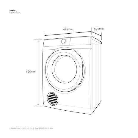 Máy sấy thông hơi Electrolux 9kg EDS904N3SC UltimateCare 300
